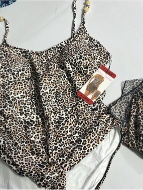 Betsey Johnson Leopard Print Cami Top in Black, Brown, Cream
